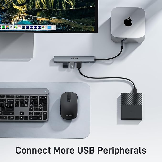 Acer 5 in 1 USB C Hub with 4K HDMI, 100W Power Delivery, 3 USB A Data Ports - Image 3