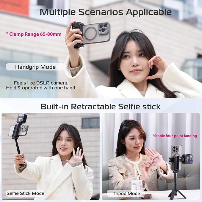 ULANZI JJ02 Selfie Stick Tripod, Extendable Grip Phone Tripod - Image 3