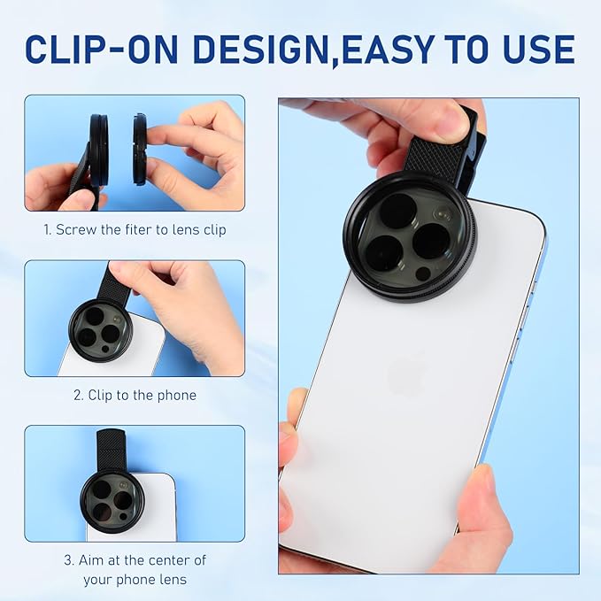 52mm Clip-on CPL Phone Camera Filter Kit, Circular Polarizer Filter, CPL - Image 4