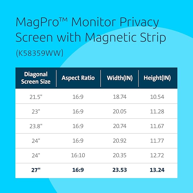 Kensington MagPro 27 Inch Magnetic Computer Privacy Screen - Image 3