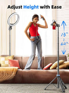 Kaiess 62" Phone Tripod & Selfie Stick, Extendable Photography Light Stand - Image 3