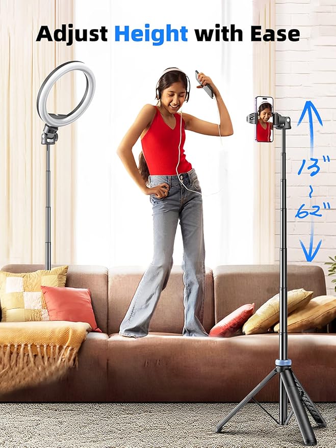 Kaiess 62" Phone Tripod & Selfie Stick, Extendable Photography Light Stand - Image 3