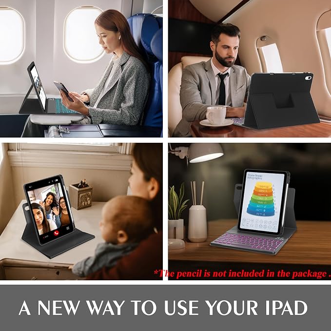 BLUTLOTUS Keyboard Case for iPad 10th Generation 2022 10.9 inch, 360° Rotatable - Image 5