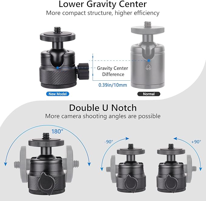 Mini Ball Head, CNC All Metal Aluminum Universal Panoramic Tripod Head Mount - Image 2