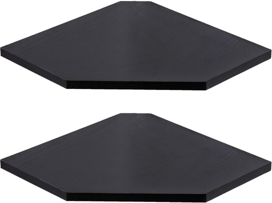 Corner Shelf Wall Mount, Floating Corner Shelves, Set of 2 Corner Wall Shelf Organizer, Rustic Wood Wall Storage Display Shelves for Living Room Bedroom Bathroom Kitchen, Classic Black