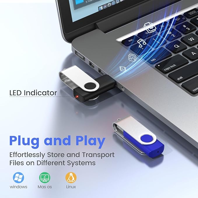 ABLAZE 32GB Flash Drives 500 Pack, USB 2.0 Thumb Drives Bulk Swivel Memory - Image 2