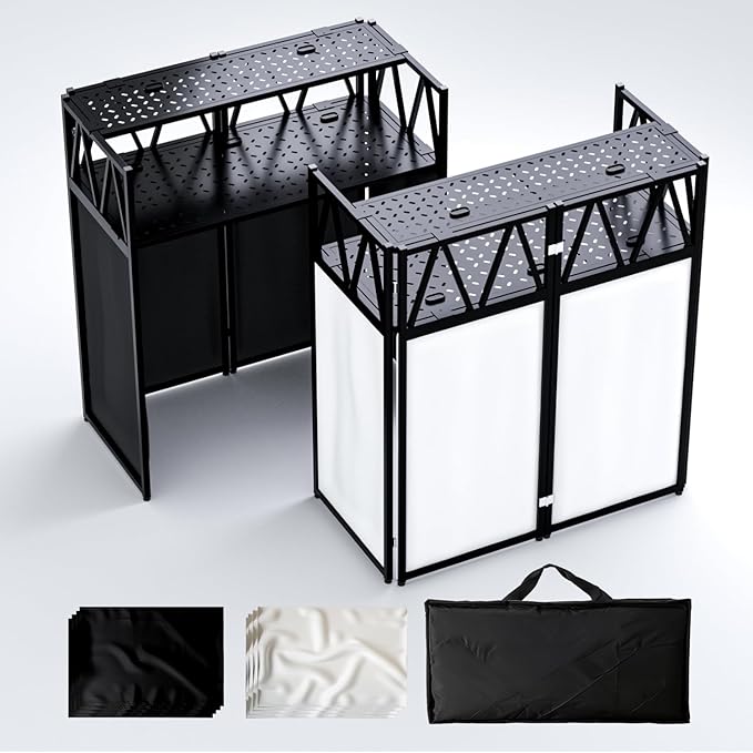 DJ Table Stand Portable booth, Foldable DJ Stand Booth, Heavy-Duty Adjustable by Unknown