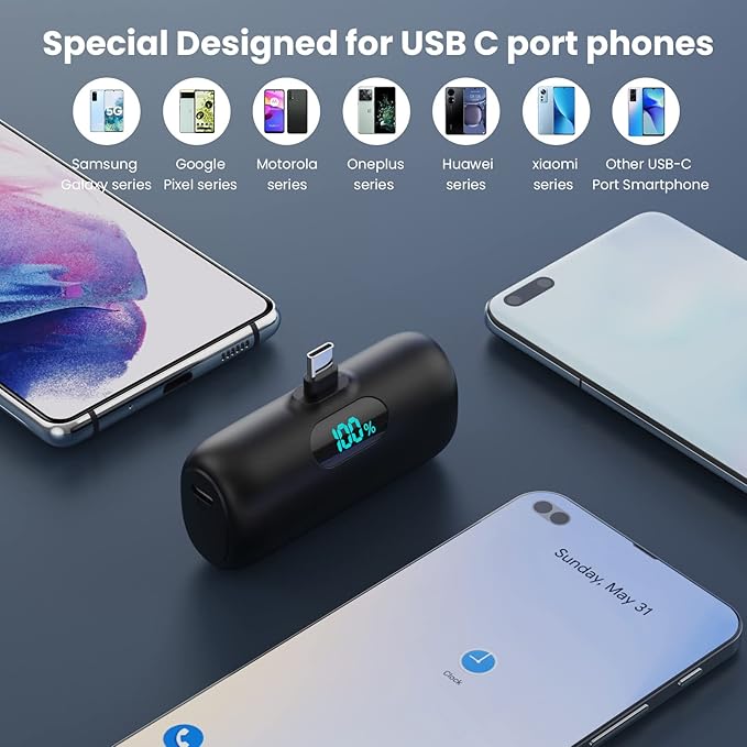 Samll Portable Charger for iPhone 16/15 Series, 5000mAh 3A PD USB C Power Bank - Image 3