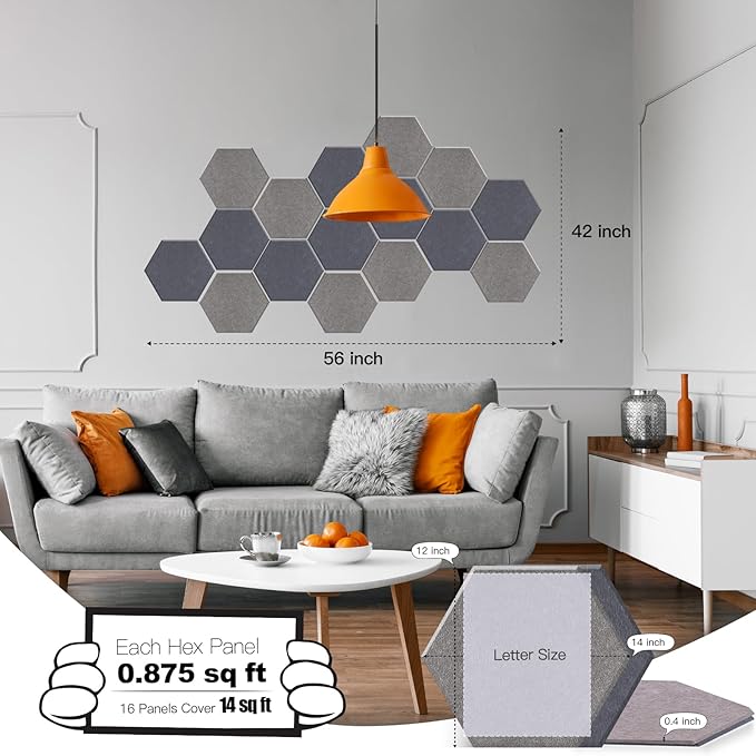 Mollywell Hexagon Acoustic Panels, High Density, Soundproofing, Decorative - Image 2