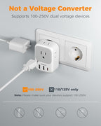 2 Pack European Travel Plug Adapter, TESSAN Europe Power Converter 4 Outlets 3 - Image 6