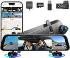 2025 Rear View Mirror Camera, 4 Channel Mirror Dash Cam Front and Rear Inside by GloryesCarAccessories