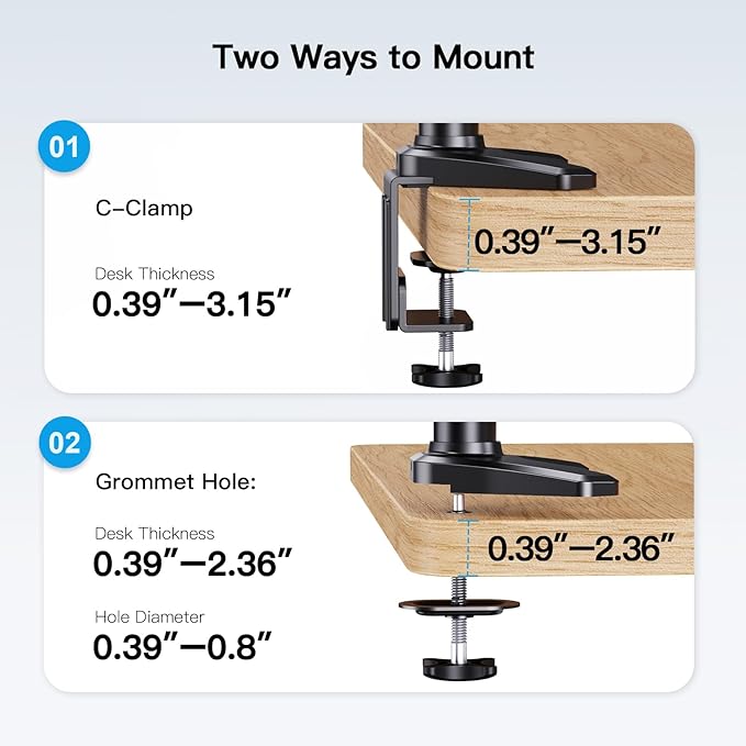 HUANUO Triple Monitor Mount for 17 to 32 inch Screens, Adjustment Gaming Triple - Image 8