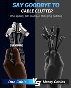 4-in-1 USB C Cable 45W 5FT Lightning Cable Fast Charging Flat Nylon Braided - Image 3