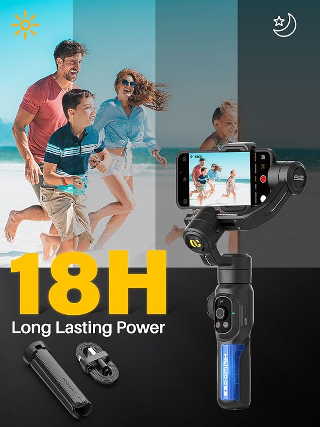 Professional Gimbal Stabilizer for Smartphone, Built-in 18CM Extension Rod and - Image 7
