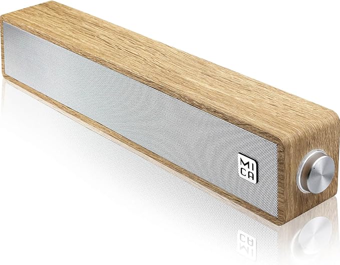 MICA Computer Speakers, Wired Computer Sound Bar, Wooden Mini Soundbar by MICAPRODUCED