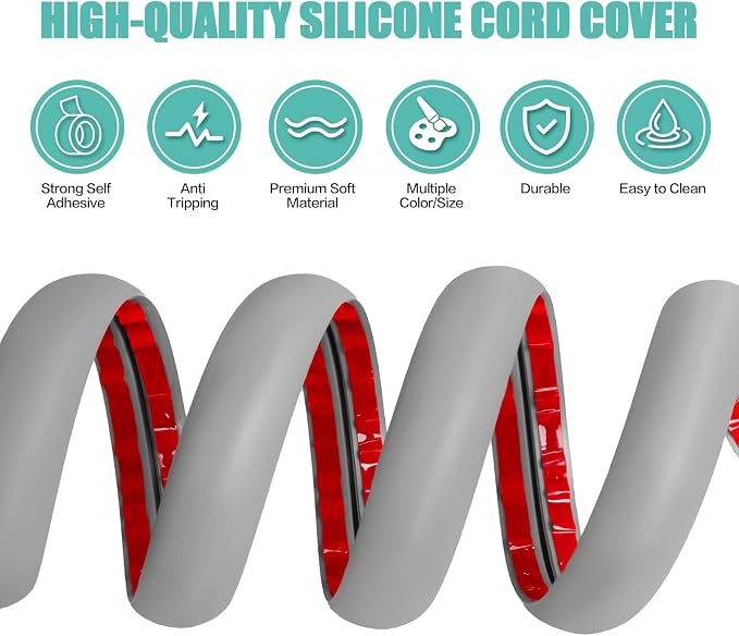Floor Cord Cover Cavity 0.8"x0.37" Self Adhesive Cord Hider, 3.3FT Low Profile - Image 3