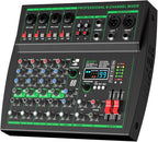 MW-6 black 6-Channel Professional DJ Audio Mixer Portable Controller Mixer by Yamnweo