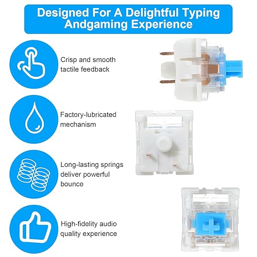 Sibba 40 Pcs Mechanical Keyboard Switches 3 Pin Blue Keyboard Clicker - Image 4