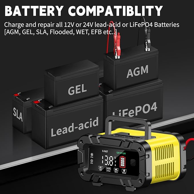E-FAST 20A Smart Car Battery Charger, 12V 24V Maintainer & Desulfator - Image 8