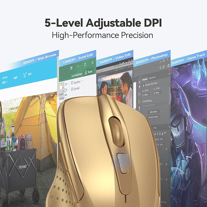 TECKNET Wireless Mouse, 2.4G Ergonomic Optical Mouse, Computer Mouse - Image 4