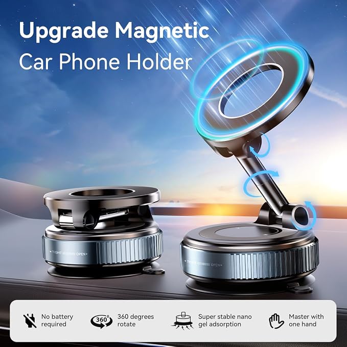 Upgraded Nano Gel Magnetic Phone Holder, 360° Rotation Vacuum Suction Cell - Image 2