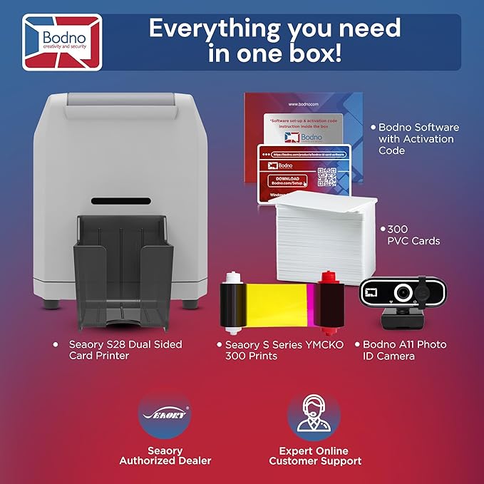 Bodno Seaory S28 Dual Sided ID Card Printer & Complete Supplies Package ID - Image 2