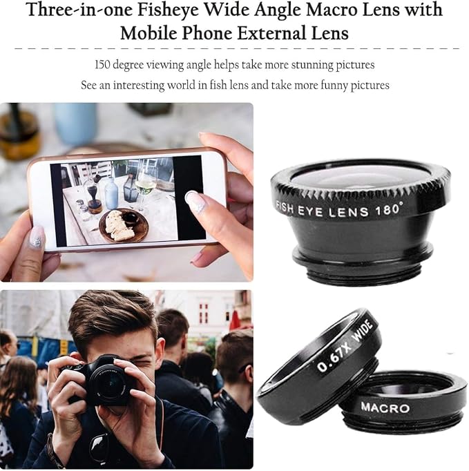 3 in 1 Cell Phone Camera Lens Kit Wide Angle Macro Fisheye Lens - Image 4