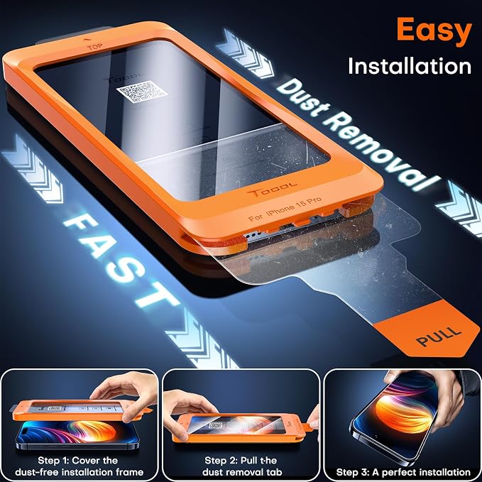 TOCOL for iPhone 15 Pro Screen Protector 9H Hardness Military Grade - Image 2