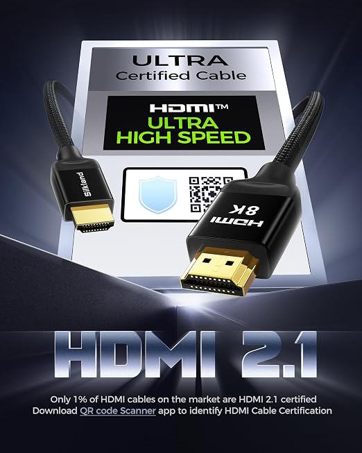 Silkland 10K 8K HDMI 2.1 Cable Certified 6.6FT Ultra High Speed HDMI® Cable - Image 2
