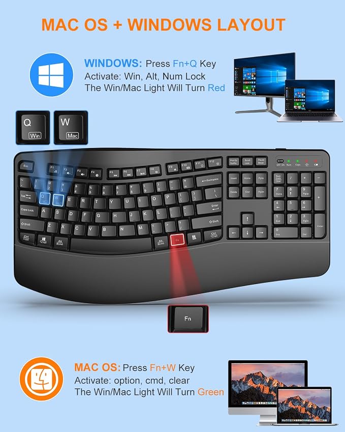 EDJO Ergonomic Wireless Keyboard - Image 7