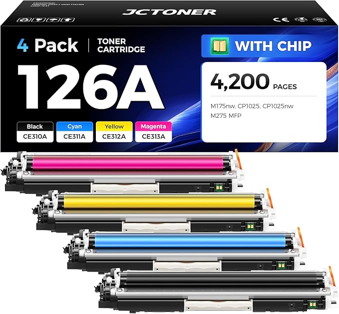 126A Toner Cartridge Set 4-Pack High Yield Replacement by JCTONER