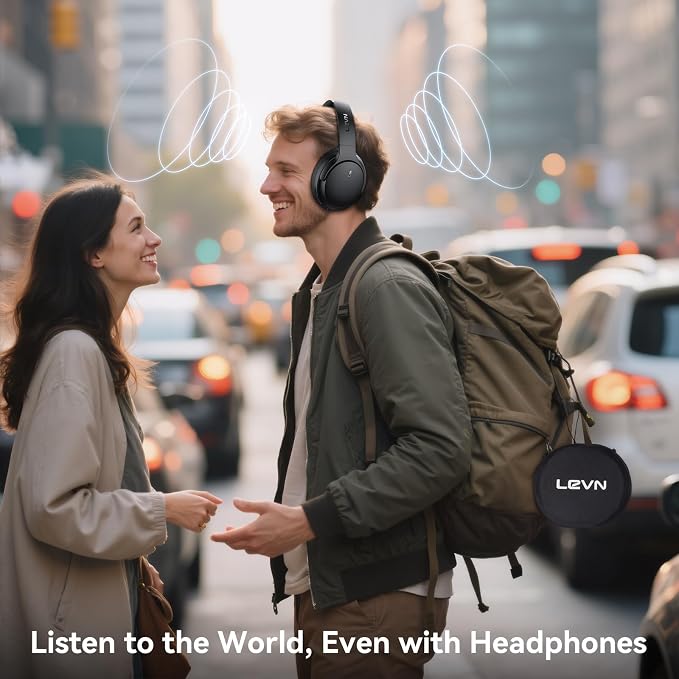 LEVN Hybrid Active Noise Cancelling Headphones, Wireless Headphones Bluetooth - Image 4