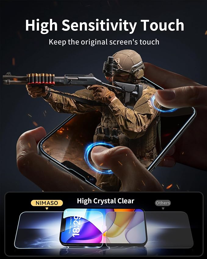NIMASO for iPhone 16e/13 Pro/13/14 Screen Protector, 2 Pack HD Clear Tempered - Image 3