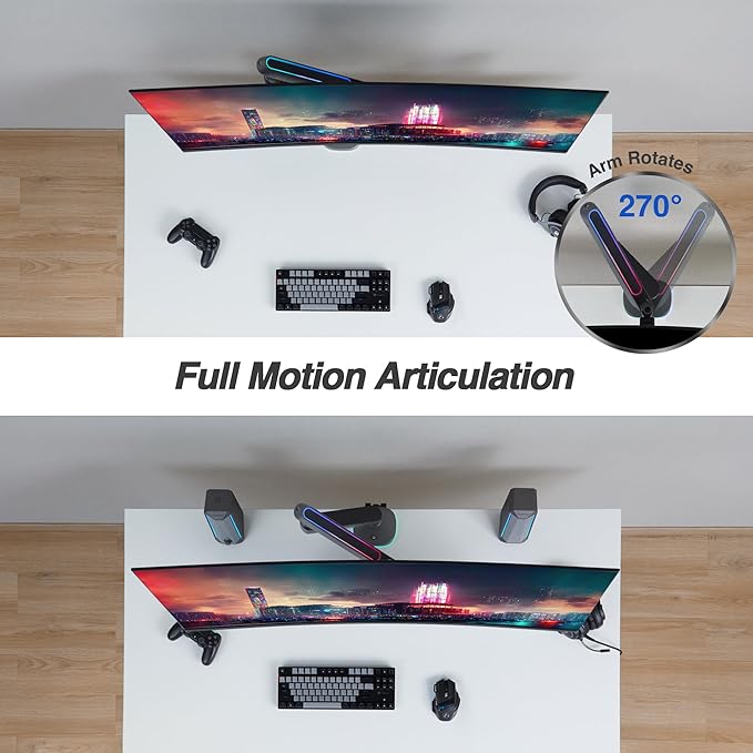 AVLT Single 27”-45” RGB Gaming Monitor Arm Desk Mount Built-in 20 Lighting - Image 6