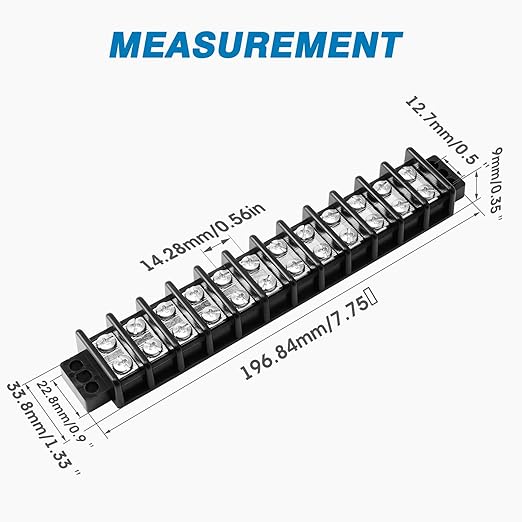 GLOSO Marine Terminal Blocks TBD Double Row Stainless 10-22 AWG Cu, 30A/600V- 1 - Image 2