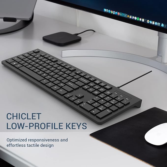 Computer Keyboard Wired, Plug Play USB Keyboard, Low Profile Chiclet Keys - Image 5