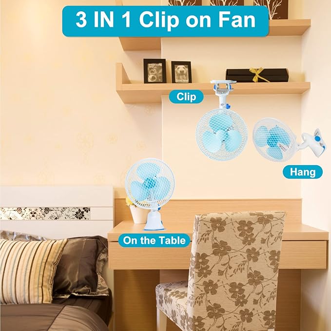 8-Inch Clip on Fan, 2 Speed Convertible Desk Fan - Image 5