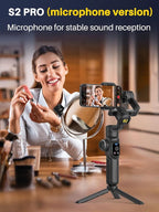 S2 Mic Smartphone Gimbal Stabilizer w/Wireless Lavalier Microphone, Built-in - Image 2