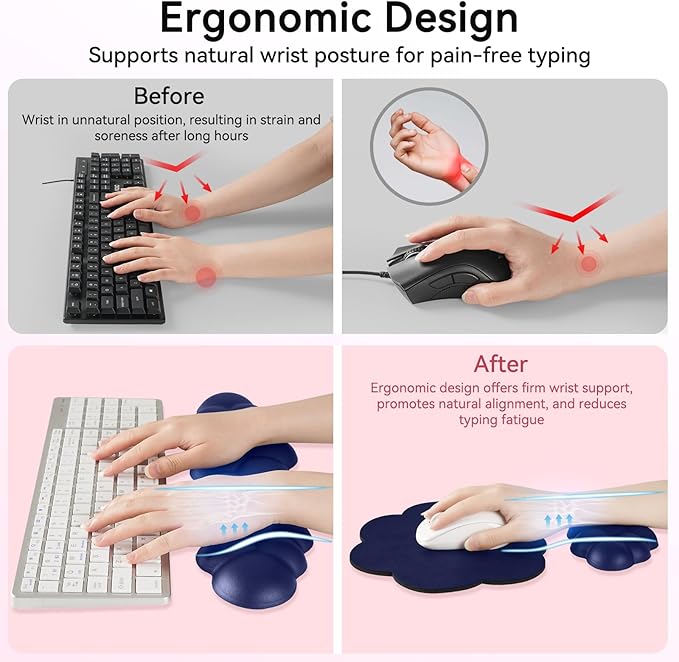 Cloud Wrist Rest for Computer Keyboard, 4-in-1 Memory Foam Leather Cloud - Image 4