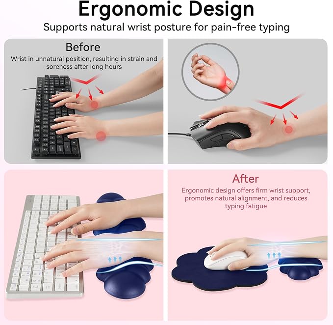 Cloud Wrist Rest for Computer Keyboard, 4-in-1 Memory Foam Leather Cloud - Image 4