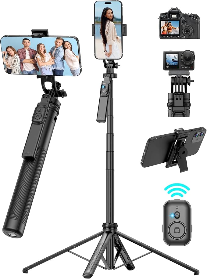 71" Cell Phone Tripod & Selfie Stick, by povodo