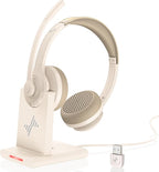 Wireless Headset with AI Noise Cancelling Microphone Bluetooth Headset by JIAMQISHI