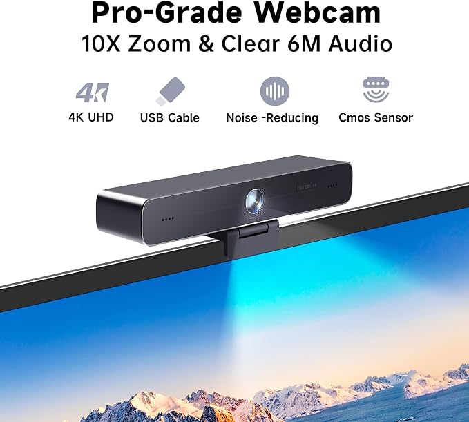 HORION 4K Webcam with Microphone, Auto Framing Camera - Image 5