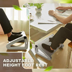 2 Pcs Foot Rest for Under Desk at Work, Ergonomic 6 Heights Adjustable Footrest - Image 6