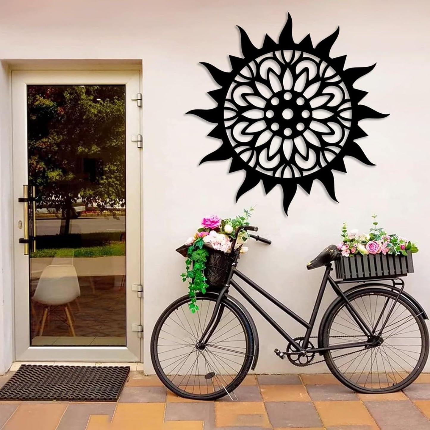 Sunburst Metal Wall Decor, Metal Sun Wall Decor, Metal Sun Flower Wall Art, Outdoor Metal Sun Wall Art, Sun Burst Wall Decor, Home Decor, Patio Decor, Wall Art for Living Room, Bedroom (White, 32"x32"|80x80cm)