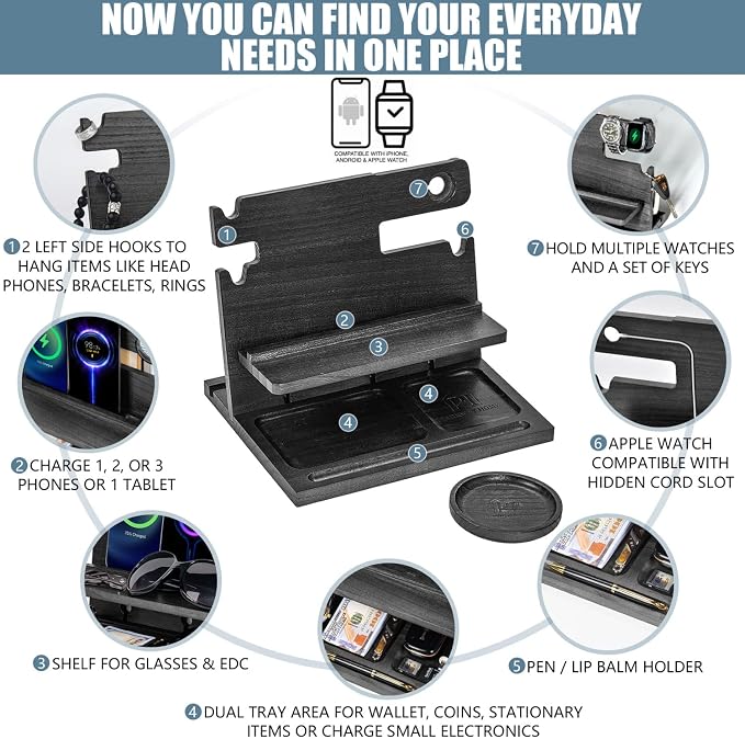 Black Wood Phone Docking Station - Image 3