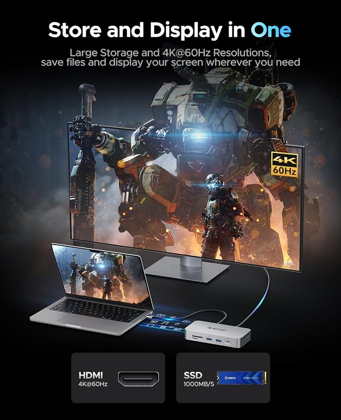 ORICO 512 GB External SSD Docking Station, SSD Expansion + Hub Extension - Image 2
