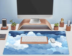 Aesthetic Blue and White Puffy Clouds Desk Mat, XXL Large Kawaii Blue Extended - Image 5