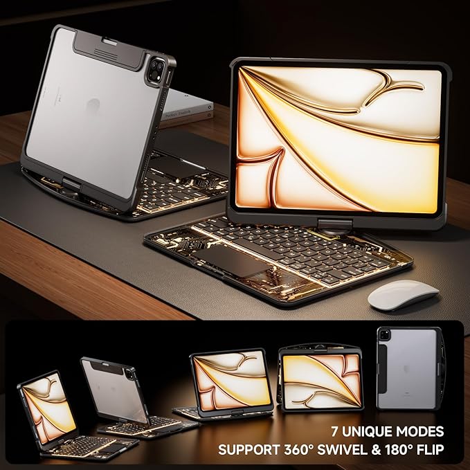 Transparent Case with Keyboard for 2024 iPad Pro 11-inch, with 7-Color Backlit - Image 4