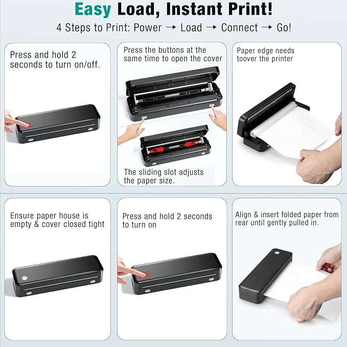 Portable Printer Wireless for Travel, Inkless Thermal Printer Supports 8.5 x 11 - Image 3